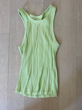 Anthropologie Light Lime Ribbed Tank Top